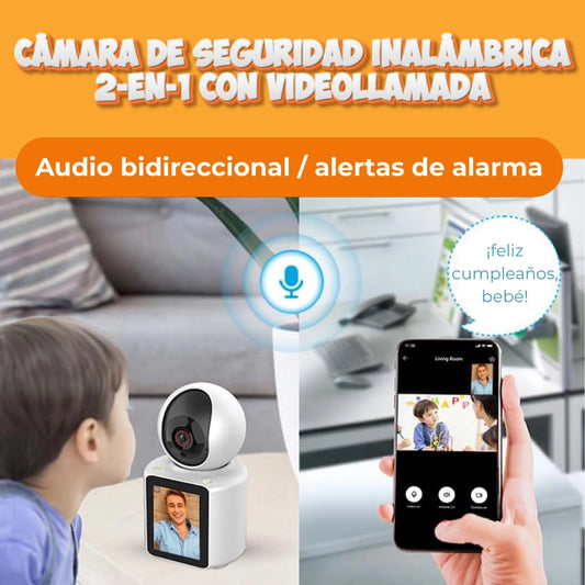 Cámara de Seguridad Inalámbrica 2-en-1 con Videollamada