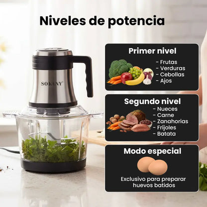 SOKANY Wonder Chopper 600 W – Procesa alimentos con rapidez y gran capacidad🥩
