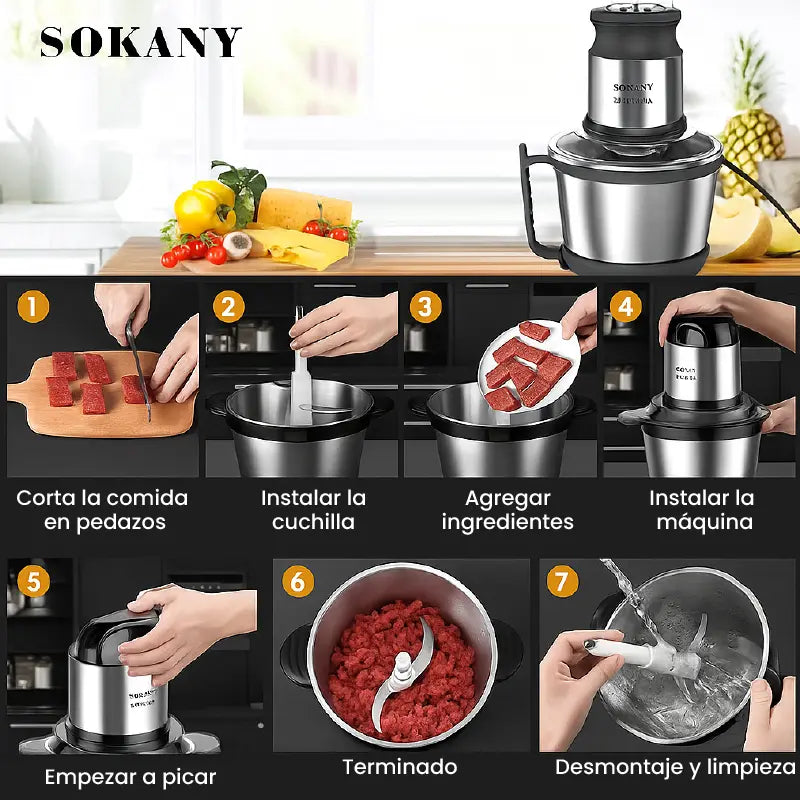 SOKANY Wonder Chopper 600 W – Procesa alimentos con rapidez y gran capacidad🥩